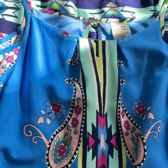 Pink Owl Cold Shoulder A Line Dress Size Small - Picture 4 of 5